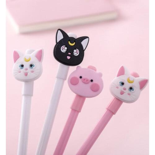 1pcs Cute Cartoon Kawaii Animal Cat Pink Pig 0.5mm Gel Pen Student Plastic Writing Pens School Office Supplies Stationery
