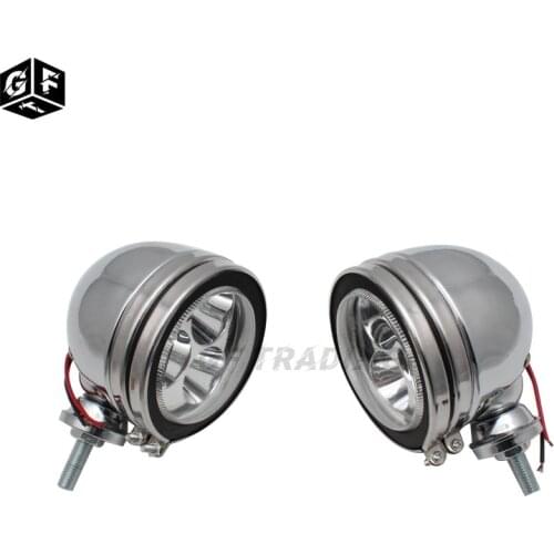 10MM Chrome Metal Motorcycle Fog Lamp Passing Driving Spot Light Auxiliary Lamps Head Light DC12V For Harley Chopper Cruiser