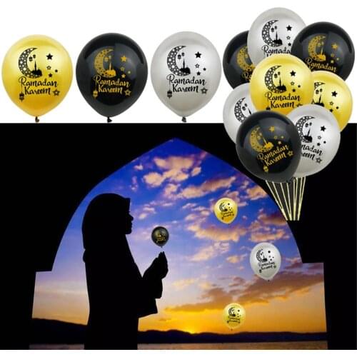 10Pcs 12inch Ramadan Kareem Latex Balloons Eid Mubarak Decoration Confetti Balloons Islam Muslim Eid Party Supplies