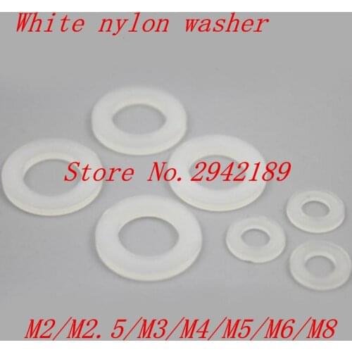 100pcs/lot M2 M2.5 M3 M4 M5 M6 M8 M10 White Plastic Nylon Washer Plated Flat Spacer Washer Gasket