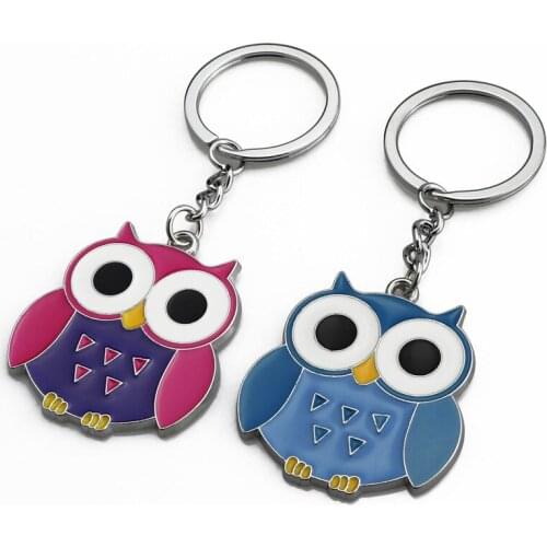 100Pcs High Quality Owl Keychain Women Cute Animal Key Ring Delicate Car Jewelry 2020 New Keychain Metal Keyfob Chaveiro Trinket