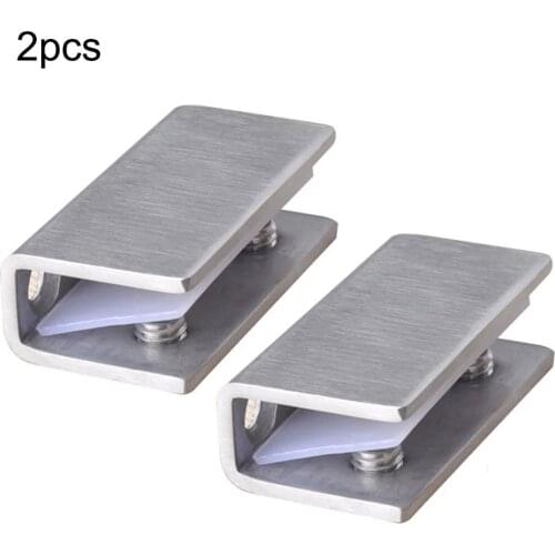 2PCS Stainless Steel Shelf Brackets Clip Bathroom Cabinet Support Glass Clamp Hinge Door Fixed