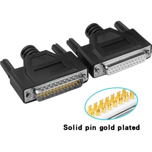1 DB25 25 Pin Connector Male Head Female Head Parallel Port Connector Solid Pin Gold Plated Connector
