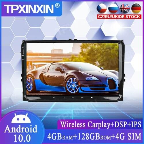 4+128G Android 10 For VW UNIVERSAL Car Multimedia Player GPS Navigation Head Unit Auto Radio Audio Stereo Tape Recorder Carplay