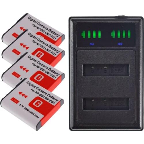 4x Battery + DUAL Charger For Sony CyberShot NP-BG1 DSC-HX9V HX7V DSC-HX5V DSC-WX10