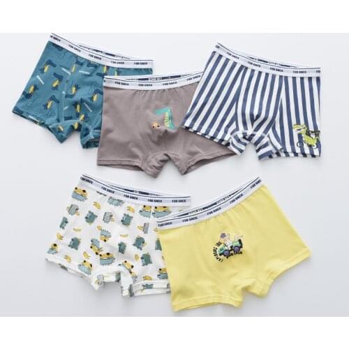 5Pcs/lot Girls Boys Cotton Boxer Briefs Girl Panties Boys Boxer Shorts Childrens Panties Kids Underwear For 2-14 Years BU073