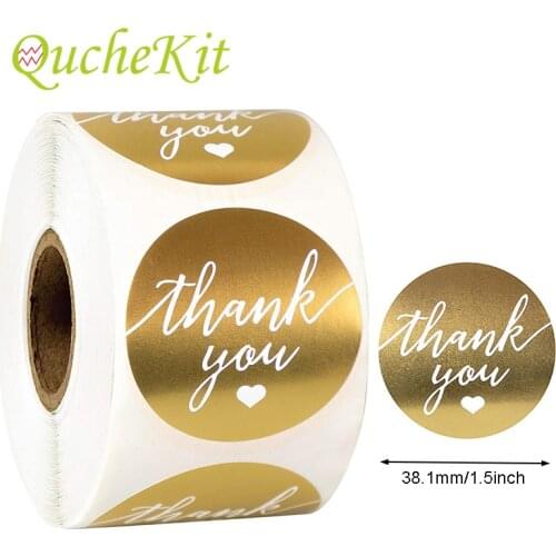 500Pcs Thank You Sticker Handmade Christmas Gift Seal Labels Gold Foil Paper Decoration Sticker Business Wedding Gift Stationery