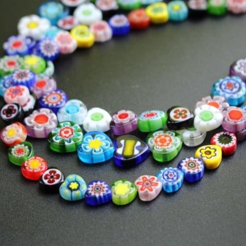 40cm/Strand 6 8 10 12mm Lampwork Glass Beads Flower Heart Shape loose beads Mix colors for Earring Bracelet jewelry making