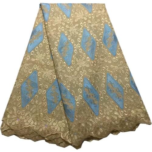 African Dry Lace Fabric With Stones 2.5 Yards Garment Materials Swiss Voile Lace In Switzerland For Nigerian Man Sewing PL-100