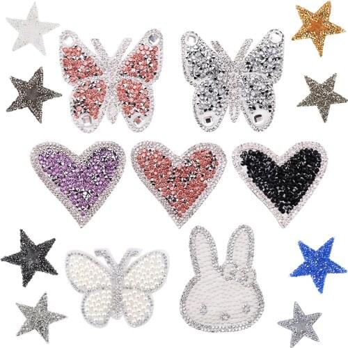 Hotfix Patches Rhinestones Pearls DIY Iron On Applique For Clothing Decorations Sewing On Patch For Clothes Bag Pant Shoes