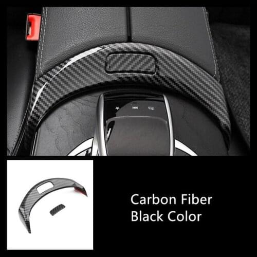 Carbon Fiber Car Center Console Armrest Storage Box Button Cover Trim for Mercedes Benz W205 X253 C Class GLC 2015-2020