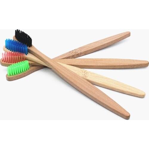 Boutique Packaging 4 colors Bamboo Toothbrush 4Pcs/Lots Bamboo Handle Bamboo Fiber Bristle Tandenborstel Low carbon Toothbrush
