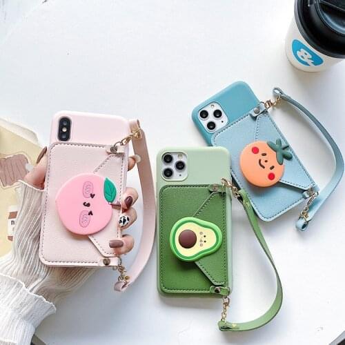 3D Cartoon Avocado Leather Wallet case for Huawei P40 P10 Plus P20 P30 Mate 30 9 10 Lite 20 Pro 20 X Holder cover