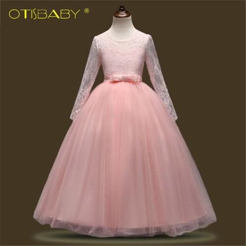OTISBABY A-Line Formal Embroidered Mesh Flower Girl Dresses for Children Clothing Girls Party Costume Wedding Christening Gowns