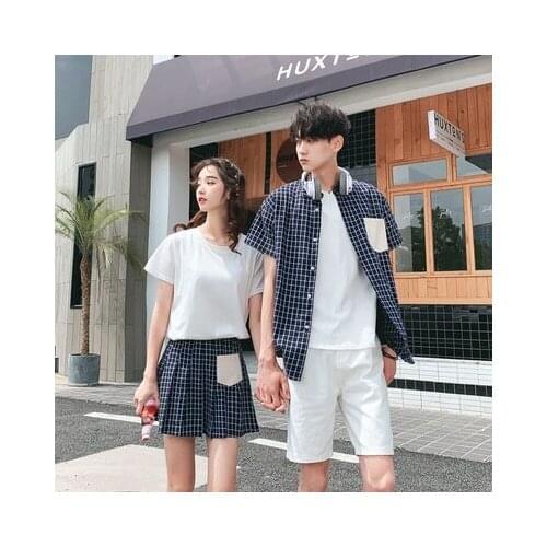 Small crowd design emotional couples wear summer shirt Harbor wind a skirt a dress couples clothing couples clothes