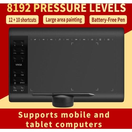 10x6 Inch Graphic Drawing Tablet 8192 Levels Digital Tablet No need charge Pen