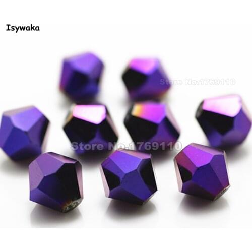 Isywaka 38pcs Shining Purple Color 8mm Bicone Austria Crystal Beads charm Glass Beads Loose Spacer Bead for DIY Jewelry Making