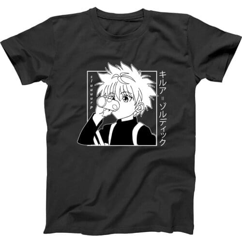 Kawaii Hunter X Hunter Tshirt Men Short Sleeve Killua Shirt Zoldyck T-shirt Fitted Soft Cotton Anime Manga Tee Shirt Clothes