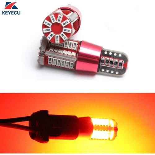 KEYECU 2 Pieces 6000k T10 W5W Wedge 3014 57SMD Bright Red LED Bulbs For Car Interior OutDoor Parking Side Marker Lights