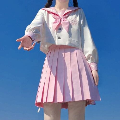 Lolita Jk Uniform Set Sailor Suit Japanese High School Style Lolita Top With Pleated Skirt Sweet Girls Female Cosplay Kawaii Cos