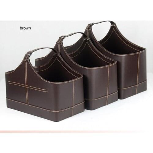 3PCS/set with lift-handle pu leather home storage basket gift baskets storage box wicker picnic basket