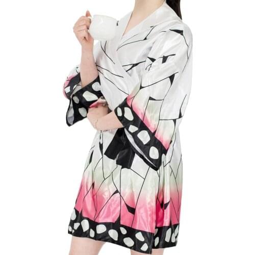 Demon Slayer Kimetsu no Yaiba Bathrobe Cosplay Kochou Shinobu Onesies Pyjama Costume Halloween Pyjamas Sleepwear Night Gown