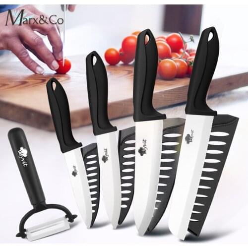 Kitchen Ceramic Knife Chef Utility Paring Vegetable Slicing 3 4 5 6 inch Knives 3-5 Pcs Set With Peeler White Blade