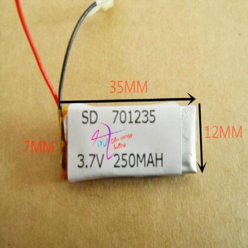 Best battery brand 3.7V polymer lithium battery 701235 recording pen MP3 point reading pen 250mAH send battery connector
