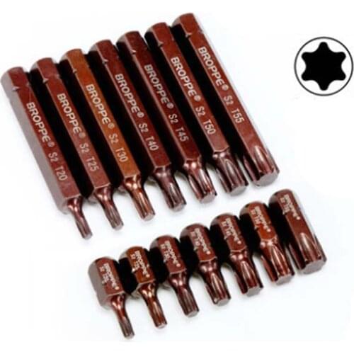 7pcs Magnetic Torx Screwdriver Bit S2 Steel 10mm Hex Shank for Impact Screwdriver T20 T25 T30 T40 T45 T50 T55