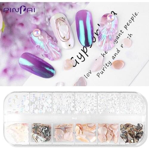 Marine Style AB Color Pearls Irregular Broken Gradient Abalone Shell Flake Mixed Nail Art Decoration DIY Manicure Beauty Pearls