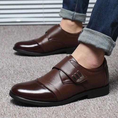 Mens Shoes 2020 High Quality Black Leather New Spring Dress Shoes Youth Business Breathable Casual Shoes Mens Trend
