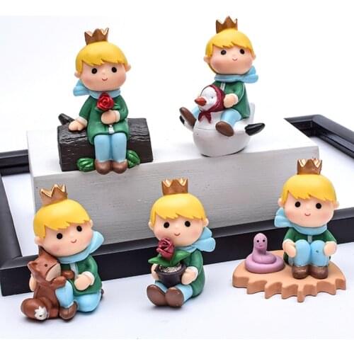 Set of 5 The Little Prince Miniatures Fairy Garden Decor Resin Figurines Cake Decoration Ornament Fox Rose Toys Gift