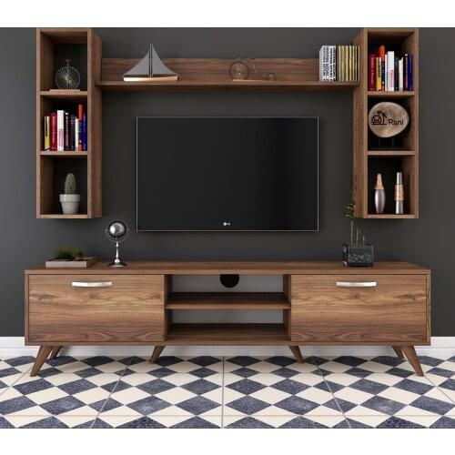 Wall Shelf Tv Unit The Library Tv Stand walnut 2021 New Trend Tv Stand Walnut Fashion Summer Trend