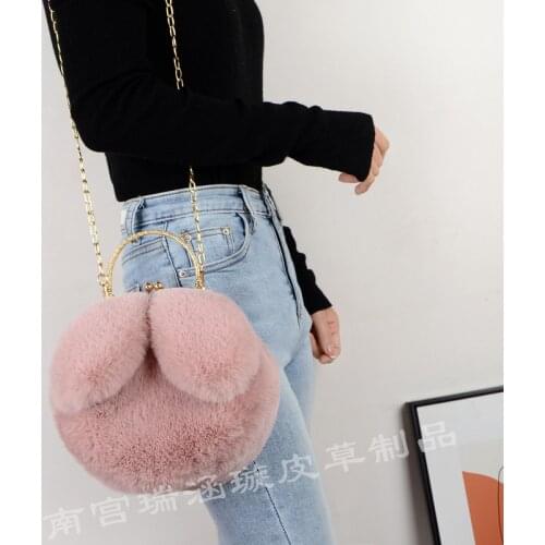 2021 New Women Plush Mini Shoulder Bag Female Messenger Bags Purses Soft Cute Rabbit Ears Crossbody Bags for Women Sac A Main