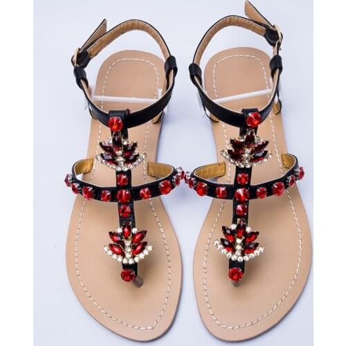 2020 NEW Women`s summer shining beach Sandals woman bohemia diamond sandals flip flop Rhinestone shoes Boho Casual t-strap shoes
