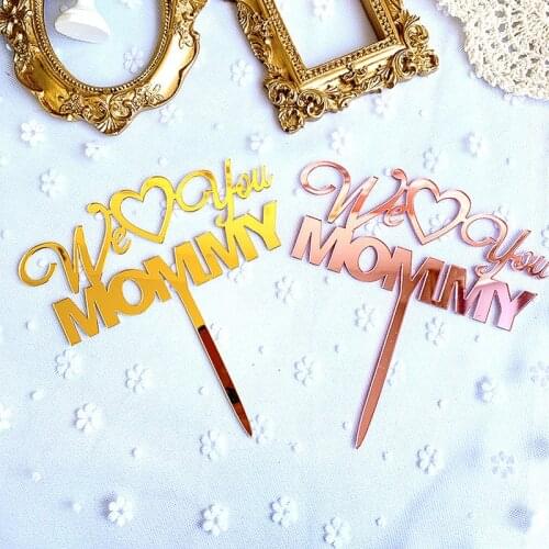 New Acrylic Happy Mothers Day Cake Topper Mom Birthday Gold Mum Cupcake Topper For Mothers Birthday Party Cake Decorations