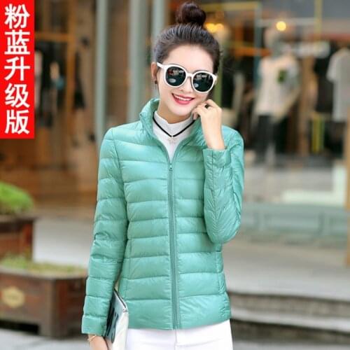 Autumn Winter Stand collar Slim Short Ultra Light Down Vest women waist lady coats fashion oversize long sleeve down jackets