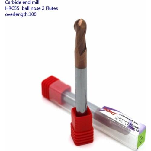 R5*10*100 of 2 flutes ball HRC55 mills cutter carbide end mill tungsten knife CNC tool