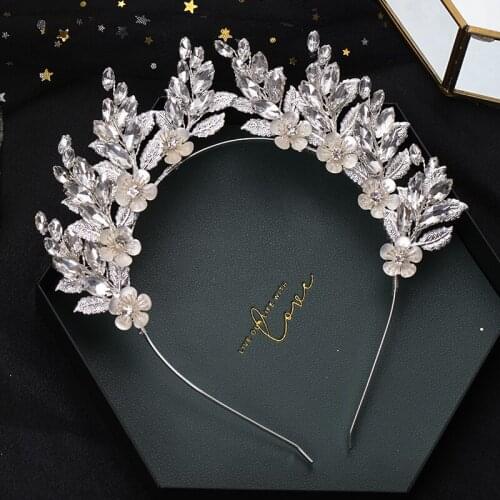 Silver Color Leaf Rhinestone Hairband Hair Hoop Bride Hair Accessories For Women Wedding Accessories Headband Tiara Hairband