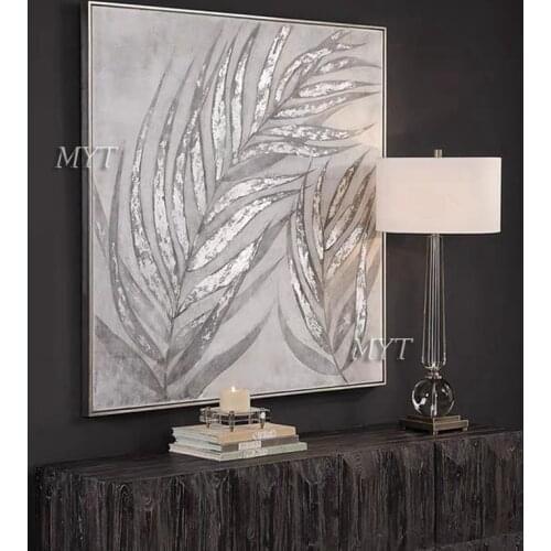 Sliver Leaf Frameless 100% Handmade Color Artwork Oil Painting On Canvas Wall art Pictures For Living Room Wall Art Home Decor