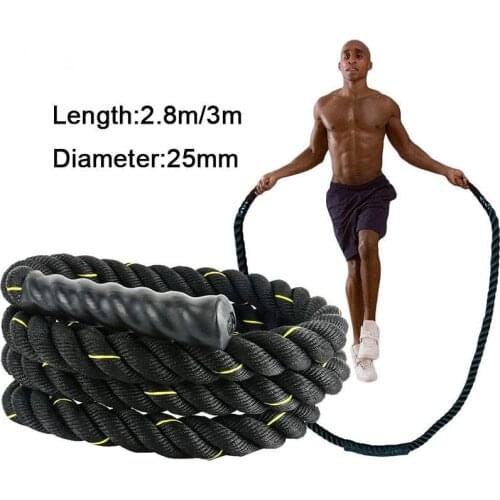 25mm2.8m adult fitness MMX fighting training thick rope black and yellow physical fitness polyester weight-bearing skipping rope