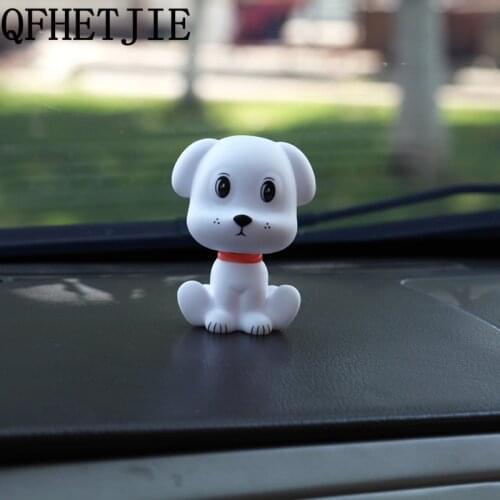 QFHETJIE Car Ornament Cute Shaking Head Dog Nodding Puppy Doll Automobiles Dashboard Decoration Car Ornaments Accessories
