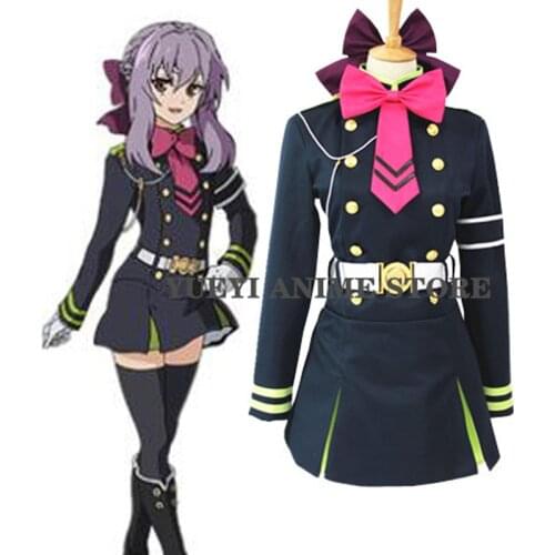 Anime Cosplay Seraph of the End Hiiragi Shinoa Cosplay Uniform Dress Halloween Costumes