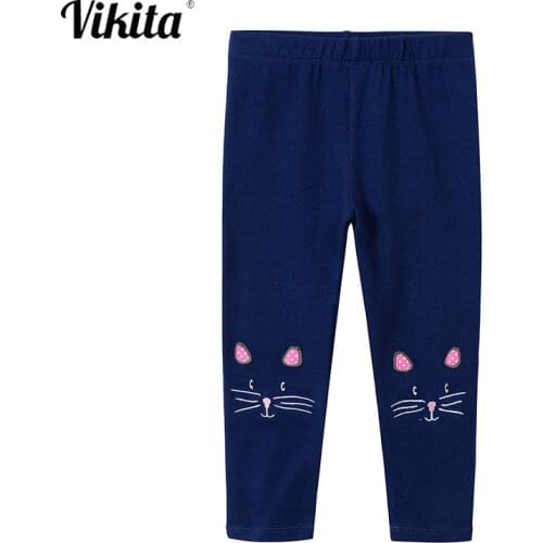 VIKITA Leggings 3-7Years Baby Girls Pants Cartoon Animal Embroidery Kids Leggings for Girls Trousers Children Autumn Pants