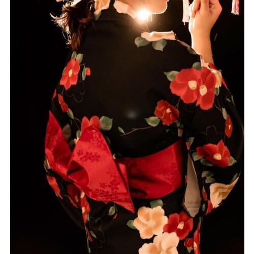 Vintage original yukata vestido de flor quimono com cinto feminino tradicional roupas sexy quimono cosplay traje
