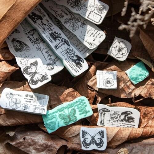 Vintage Mushroom Plants Decoration Stamp Butterfly Sponge Rubber Stamp For Scrapbooking Stationery DIY Craft Standard Stamp