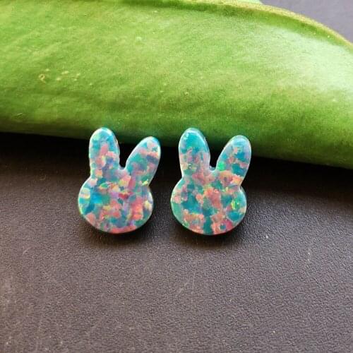 20pcs/lot 9X12mm Synthetic Rabbit Head Opal stone for DIY Jewelry Necklace Created Rabbit for Necklace