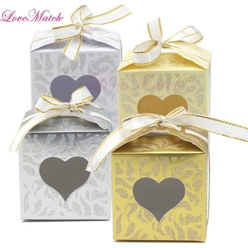 25pcs Laser Cut Heart Candy Box Glittering Wedding Party Gift Box Birthday Party Decoration Adults Wedding Favors Supplies