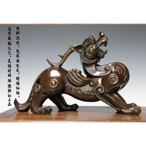 30CM LARGE # TOP ART # office home store efficacious Money drawing divine dragon Mascot # avoiding evils Talisman bronze statue