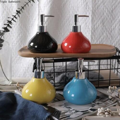 300ml Solid Color Ceramic Lotion Bottle Liquid Soap Dispenser Wristband Hand Dispenser Shampoo Bottle Bathroom Accessories